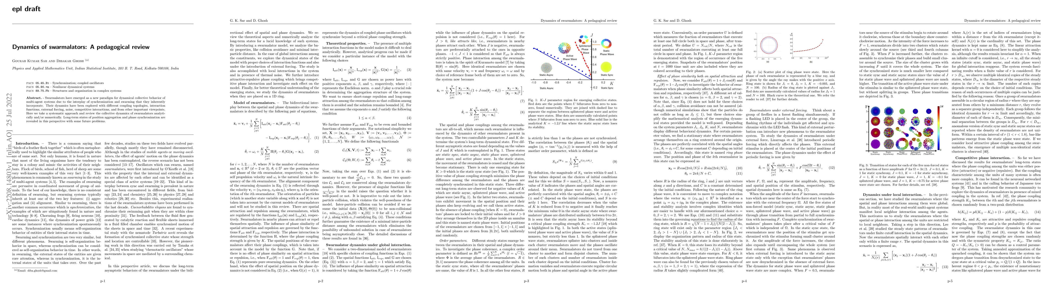 Thumbnail for Dynamics of swarmalators: A pedagogical review