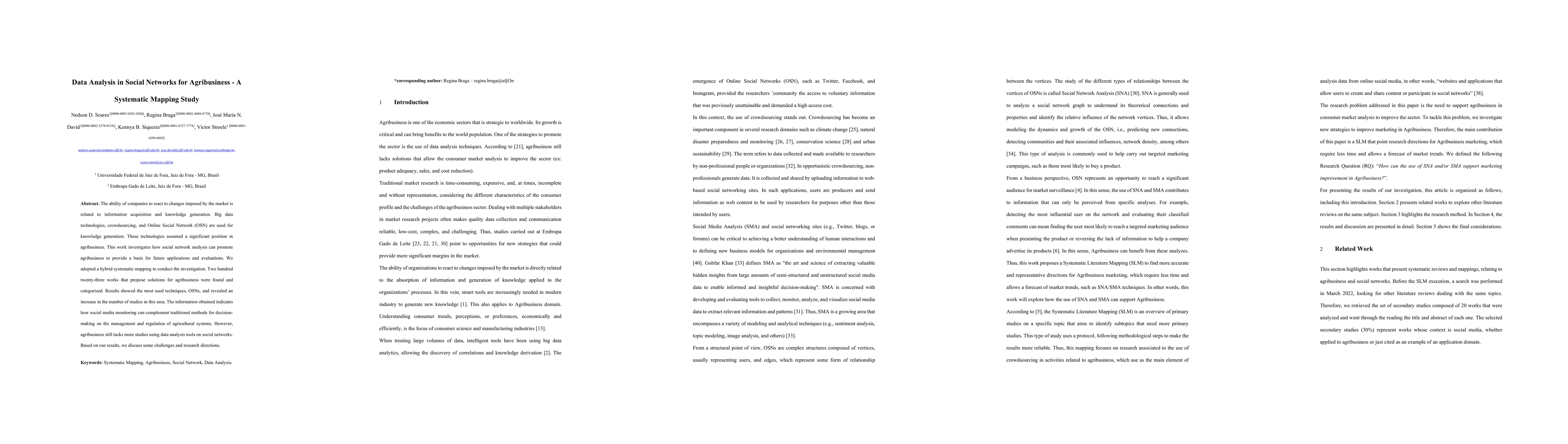 Thumbnail for Data Analysis in Social Networks for Agribusiness -- A Systematic
  Mapping Study