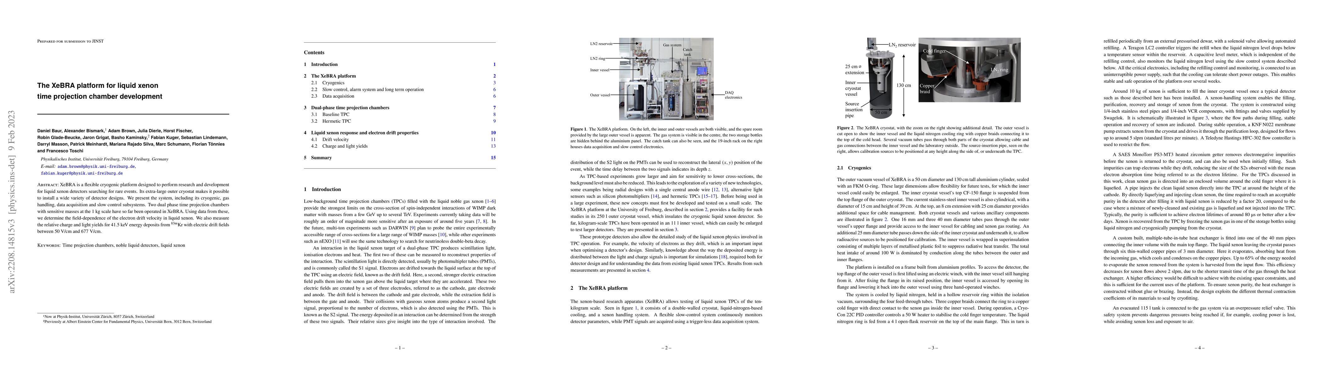 Thumbnail for The XeBRA platform for liquid xenon time projection chamber development