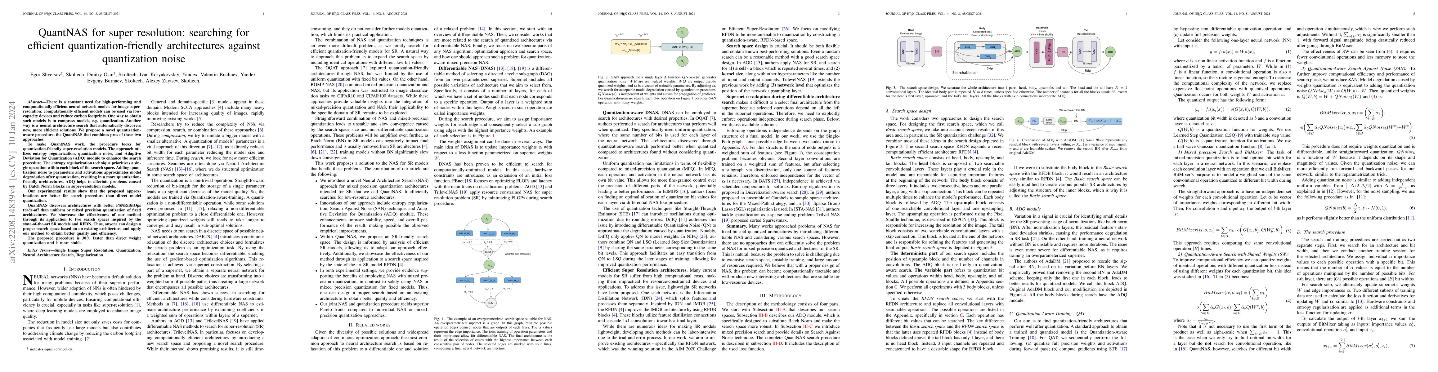 Thumbnail for QuantNAS for super resolution: searching for efficient
  quantization-friendly architectures against quantization noise