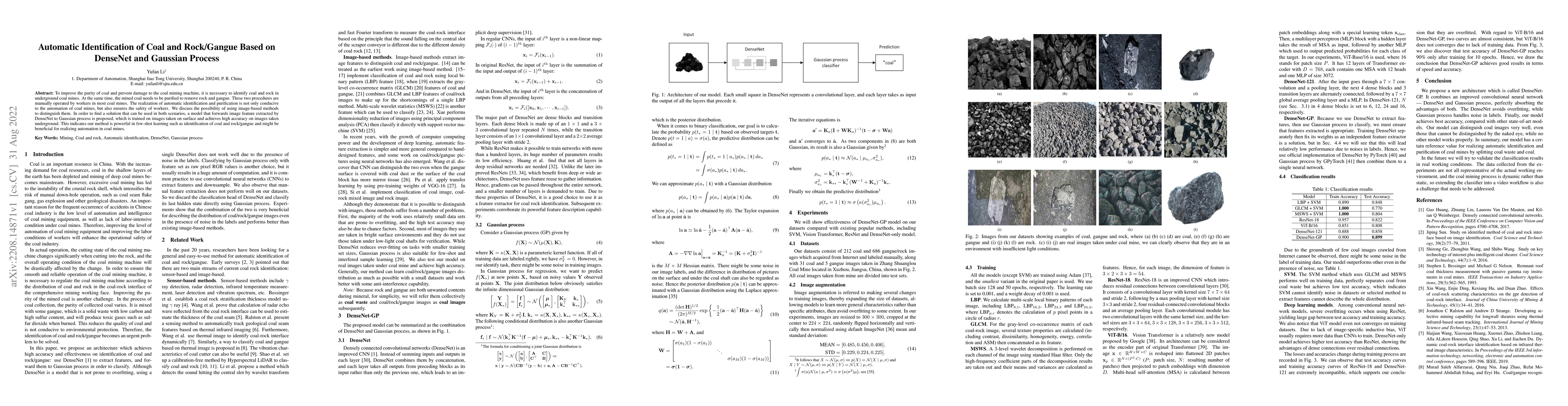 Thumbnail for Automatic Identification of Coal and Rock/Gangue Based on DenseNet and
  Gaussian Process
