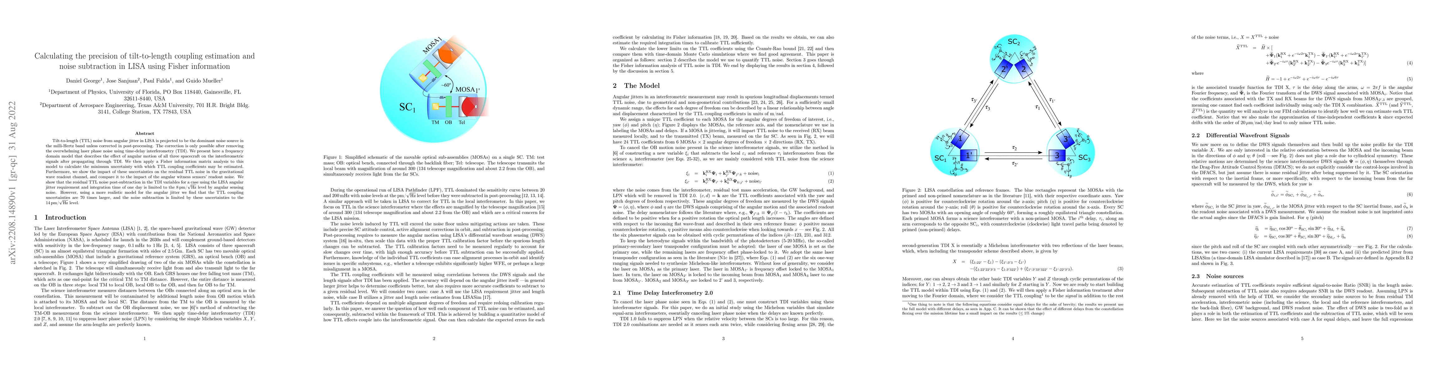 Thumbnail for Calculating the precision of tilt-to-length coupling estimation and
  noise subtraction in LISA using Fisher information