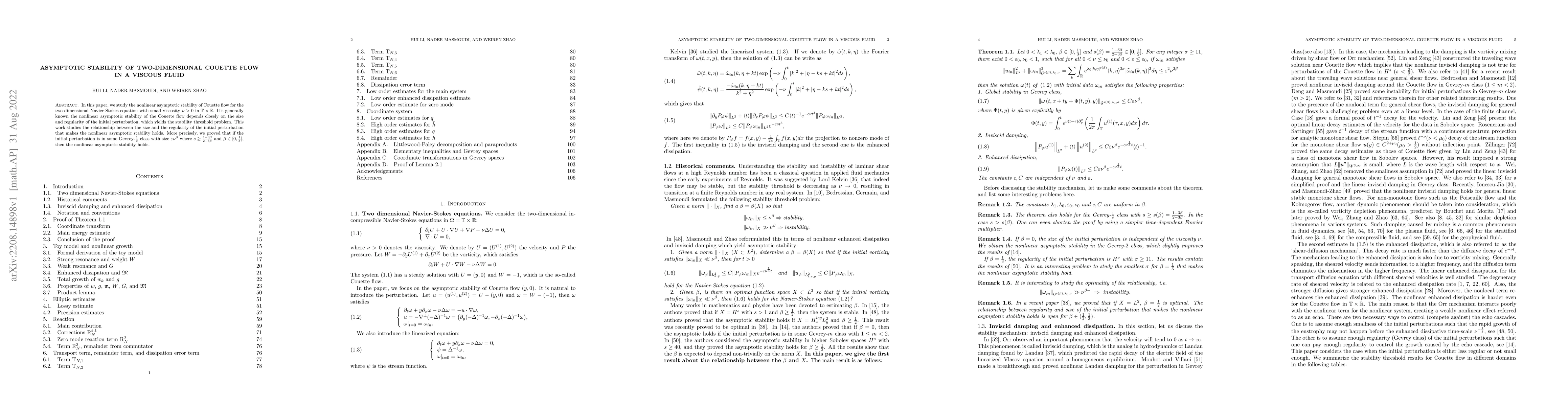Thumbnail for Asymptotic stability of two-dimensional Couette flow in a viscous fluid