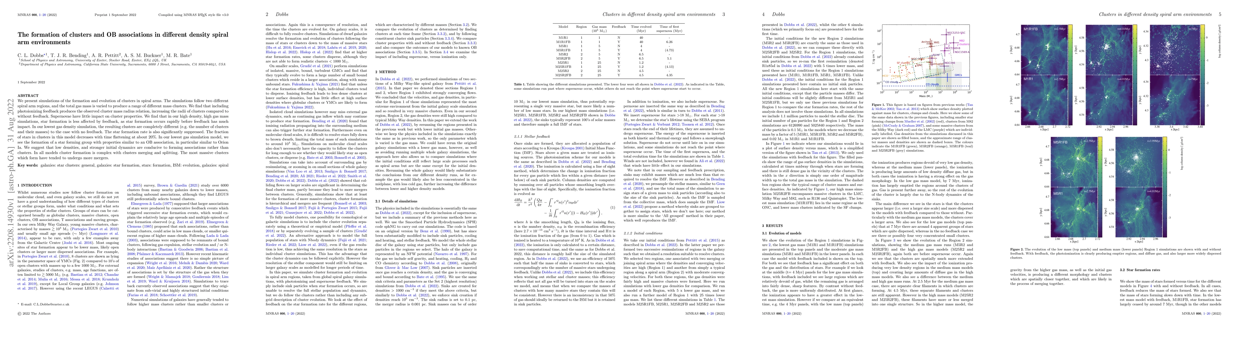 Thumbnail for The formation of clusters and OB associations in different density
  spiral arm environments