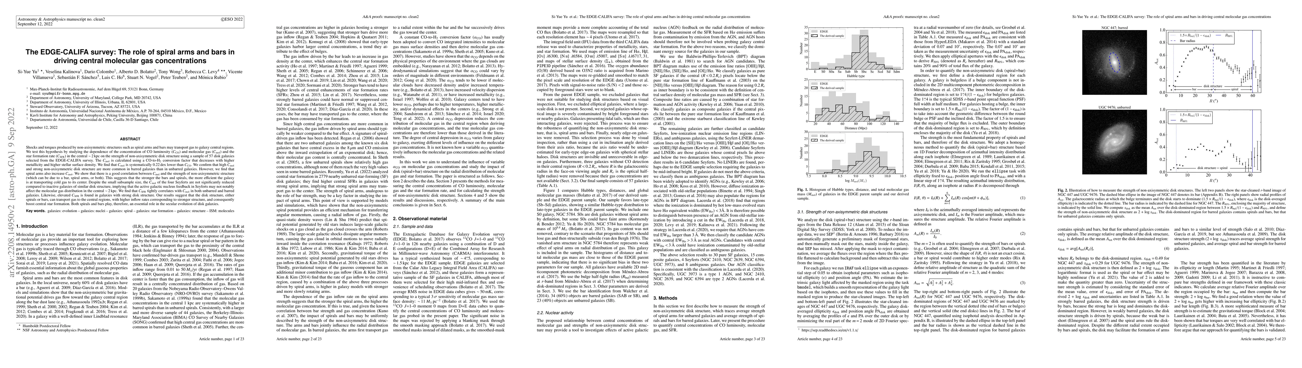 Thumbnail for The EDGE-CALIFA survey: The role of spiral arms and bars in driving
  central molecular gas concentrations