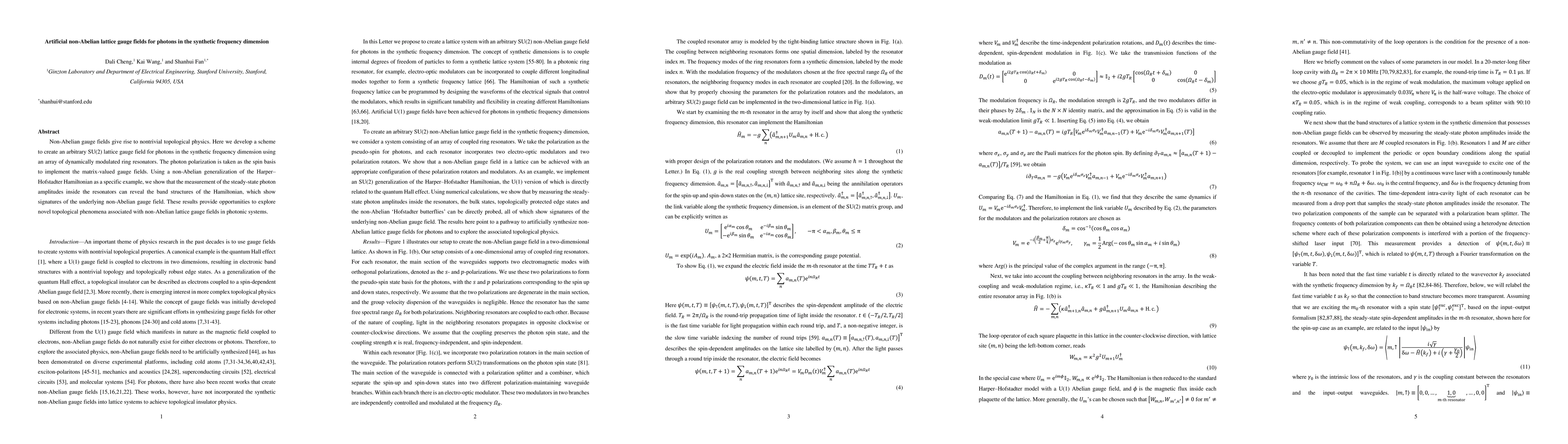 Thumbnail for Artificial non-Abelian lattice gauge fields for photons in the synthetic
  frequency dimension