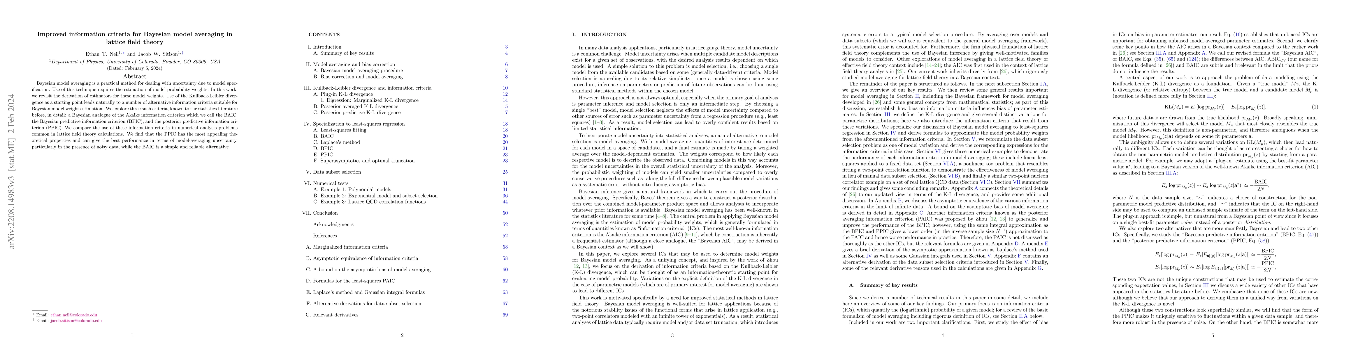 Thumbnail for Improved information criteria for Bayesian model averaging in lattice
  field theory