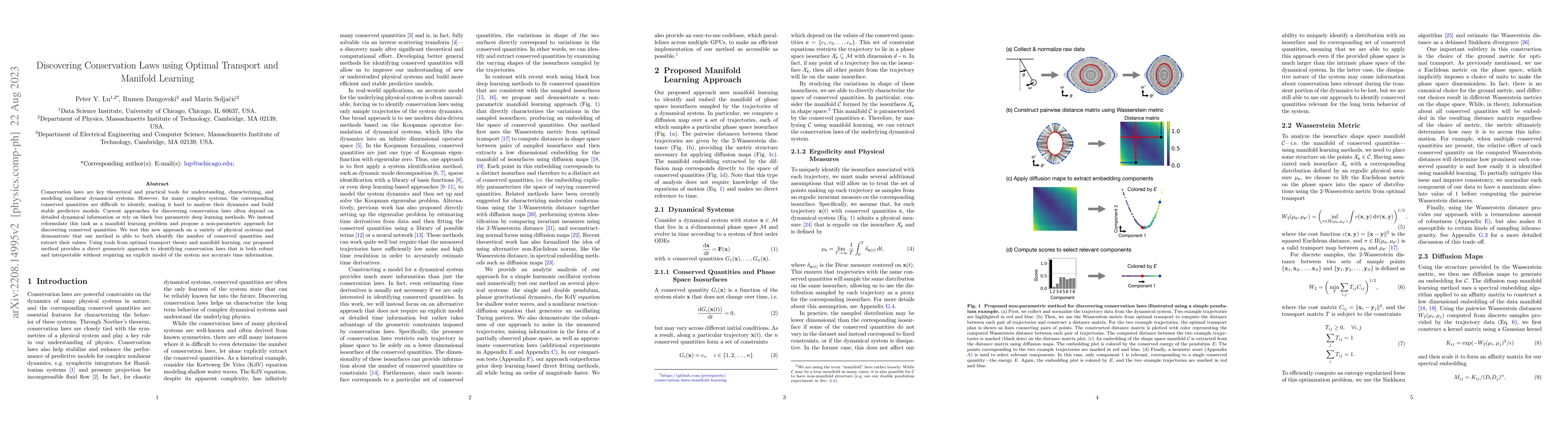 Thumbnail for Discovering Conservation Laws using Optimal Transport and Manifold
  Learning