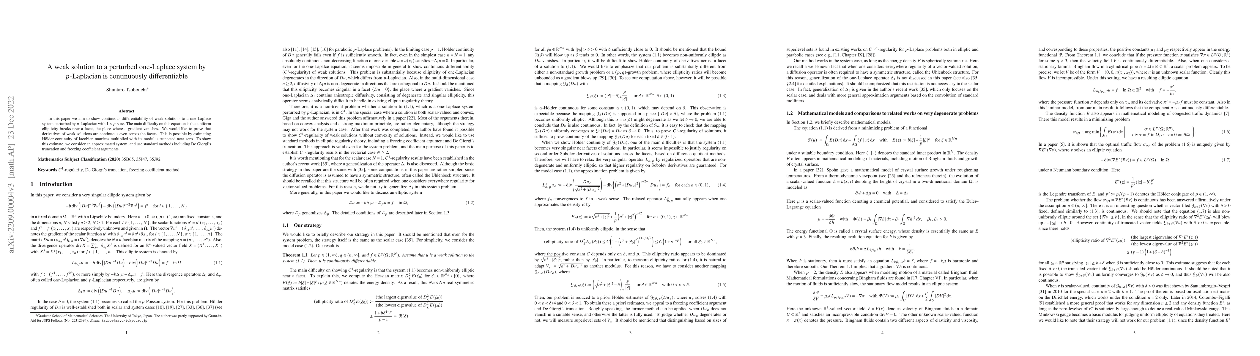 Thumbnail for A weak solution to a perturbed one-Laplace system by $p$-Laplacian is
  continuously differentiable