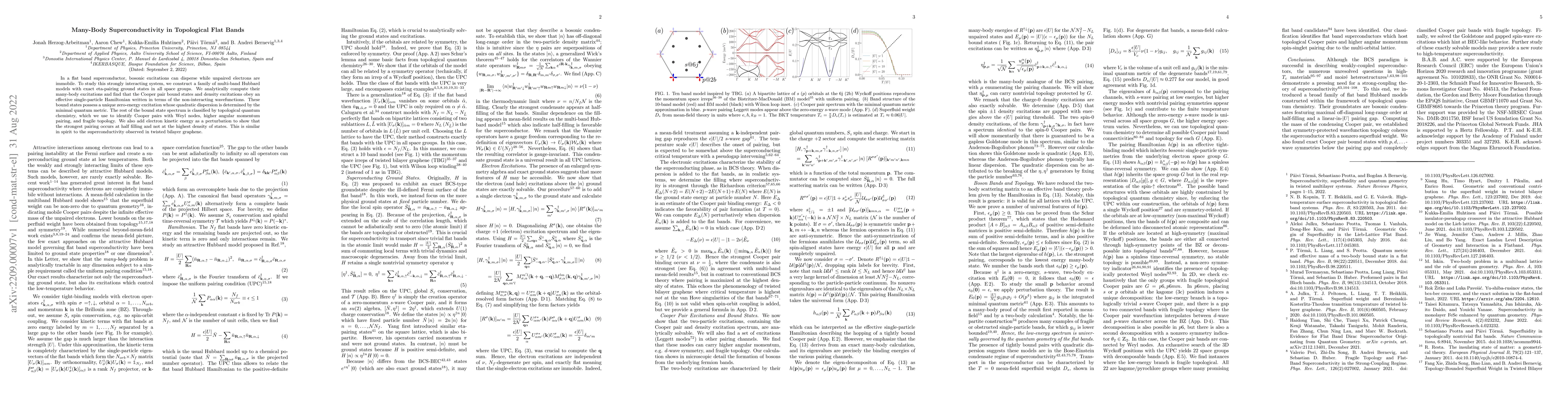 Thumbnail for Many-Body Superconductivity in Topological Flat Bands