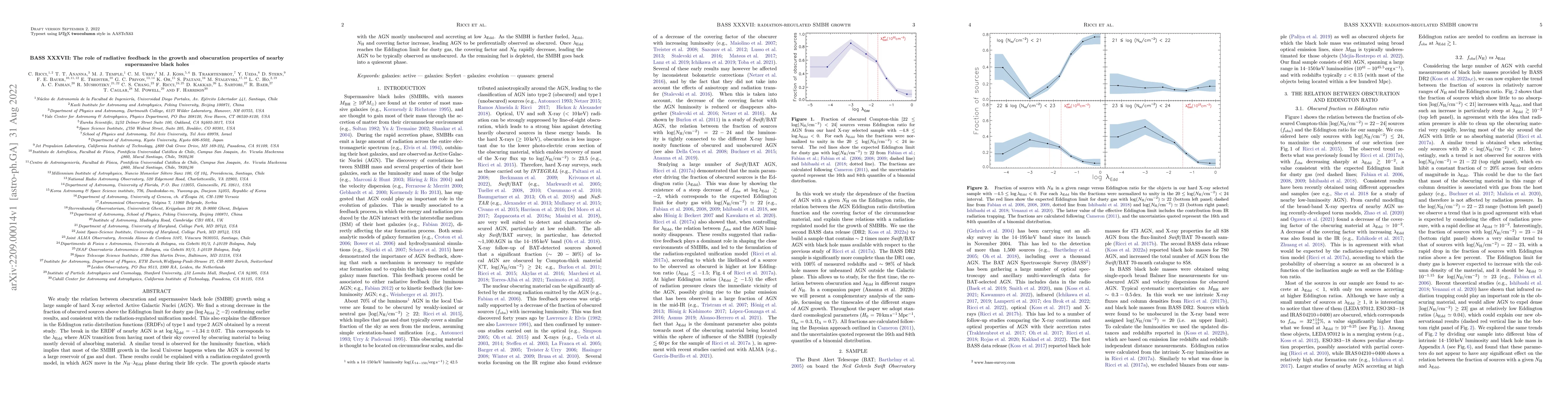 Thumbnail for BASS XXXVII: The role of radiative feedback in the growth and
  obscuration properties of nearby supermassive black holes