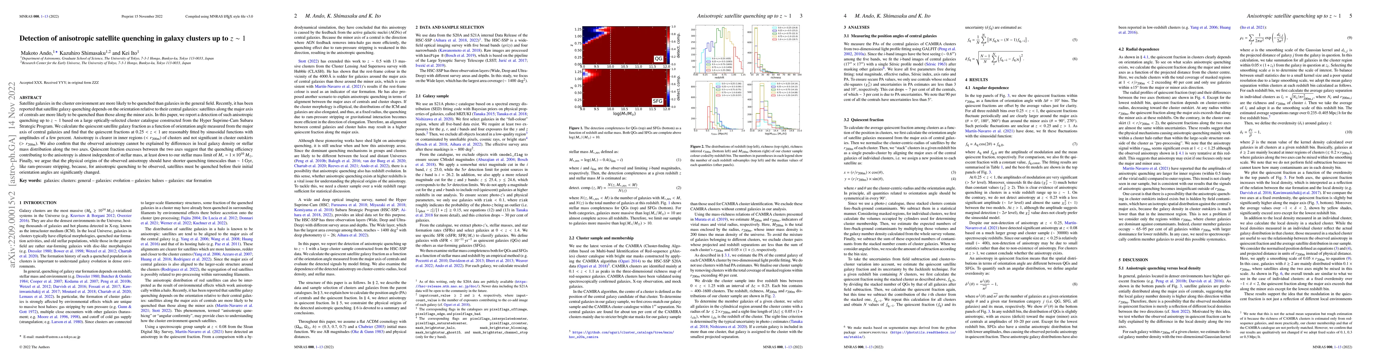 Thumbnail for Detection of anisotropic satellite quenching in galaxy clusters up to
  $z\sim1$