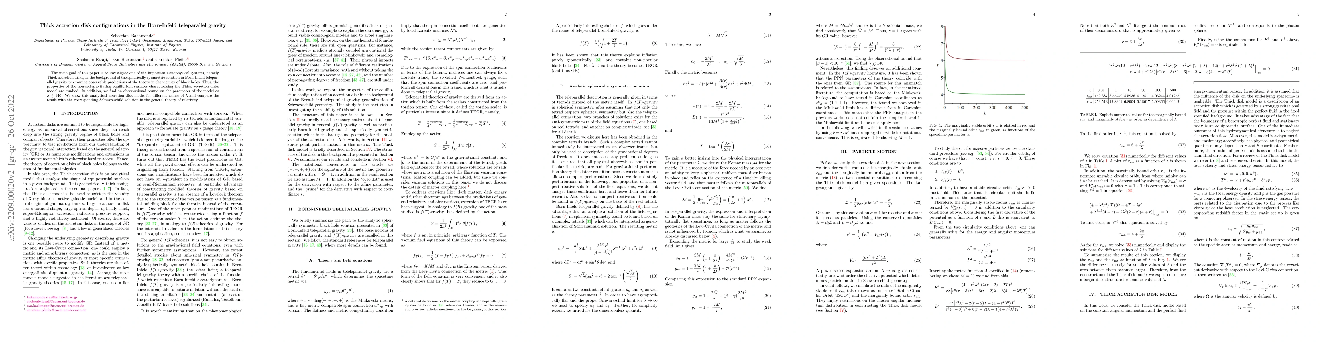 Thumbnail for Thick accretion disk configurations in the Born-Infeld teleparallel
  gravity