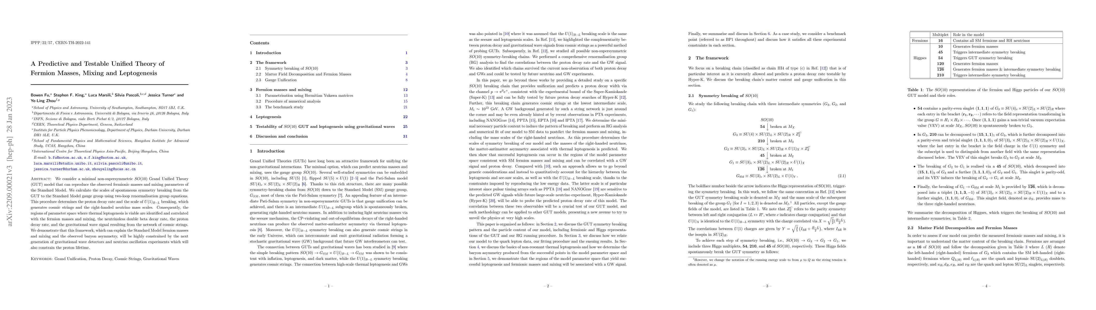 Thumbnail for A Predictive and Testable Unified Theory of Fermion Masses, Mixing and
  Leptogenesis