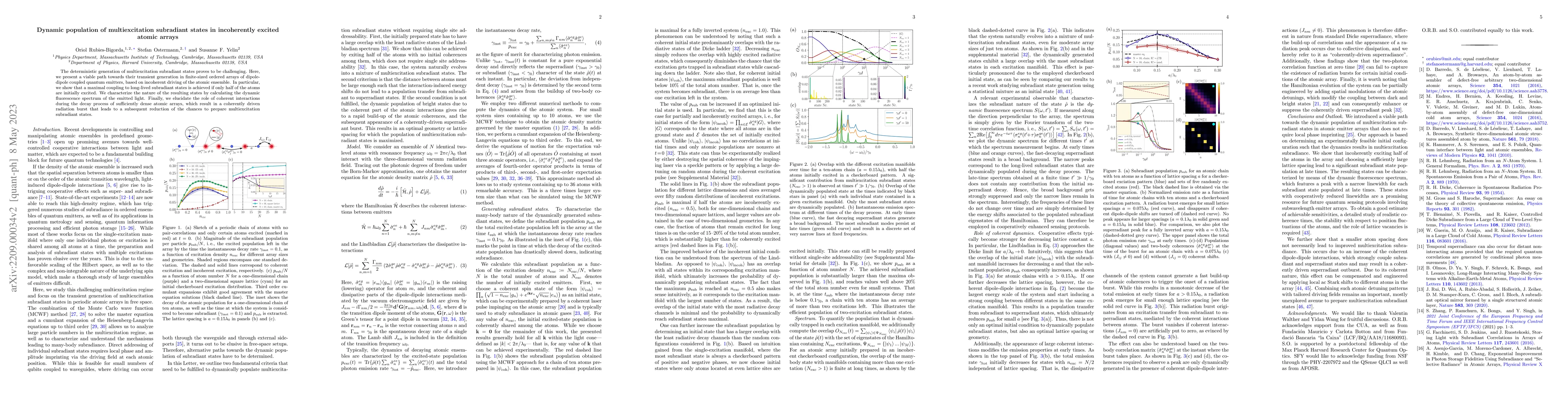 Thumbnail for Dynamic population of multiexcitation subradiant states in incoherently
  excited atomic arrays