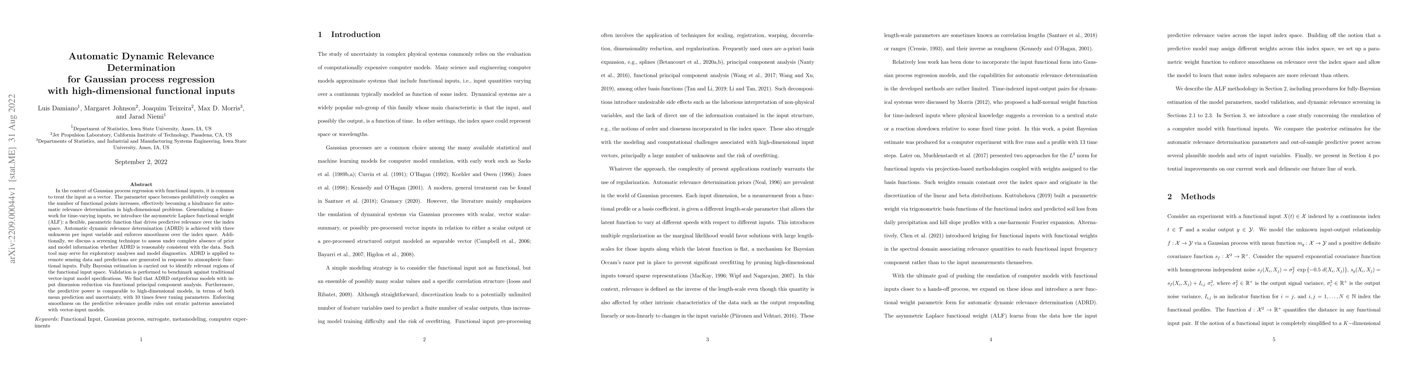 Thumbnail for Automatic Dynamic Relevance Determination for Gaussian process
  regression with high-dimensional functional inputs