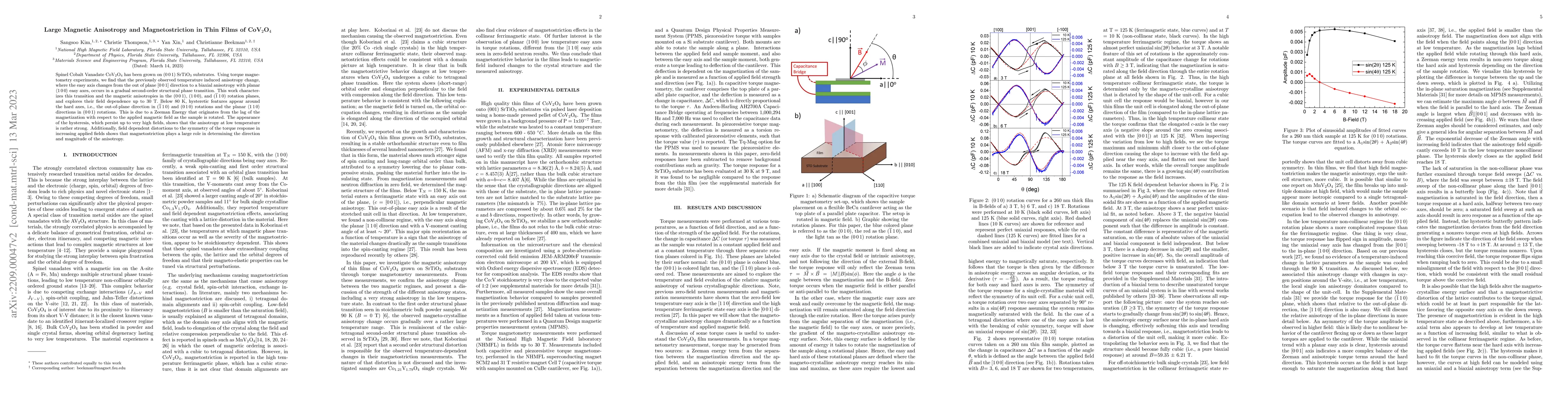 Thumbnail for Large Magnetic Anisotropy and Magnetostriction in Thin Films of
  CoV$_2$O$_4$