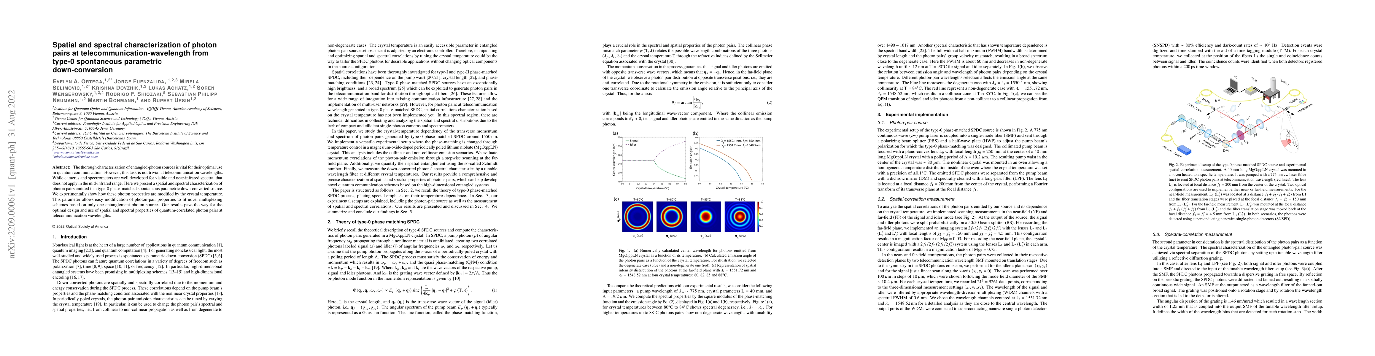 Thumbnail for Spatial and spectral characterization of photon pairs at
  telecommunication-wavelength from type-0 spontaneous parametric
  down-conversion