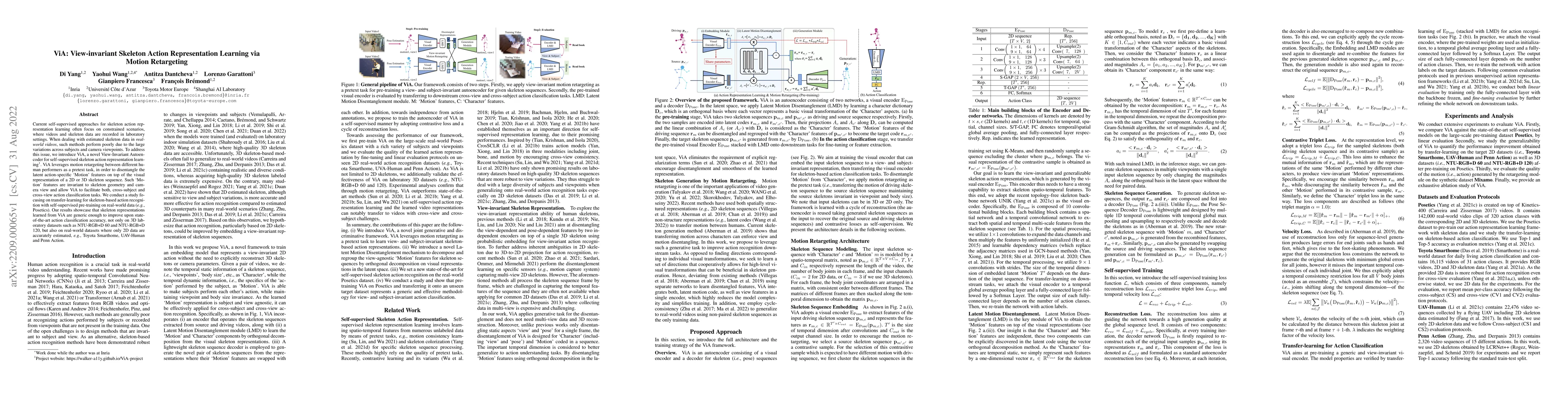 Thumbnail for ViA: View-invariant Skeleton Action Representation Learning via Motion
  Retargeting