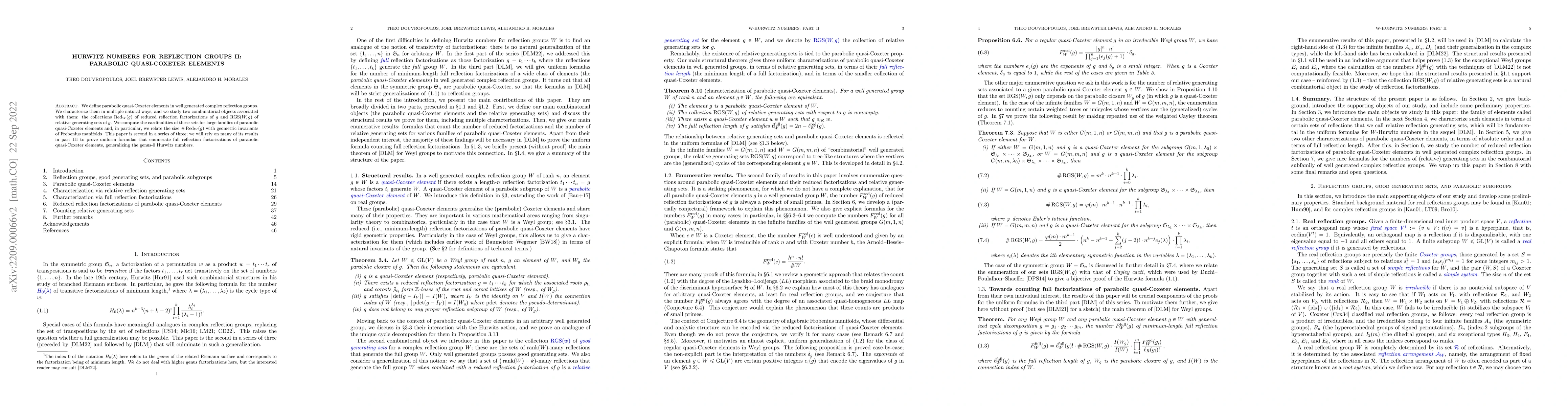 Thumbnail for Hurwitz numbers for reflection groups II: Parabolic quasi-Coxeter
  elements