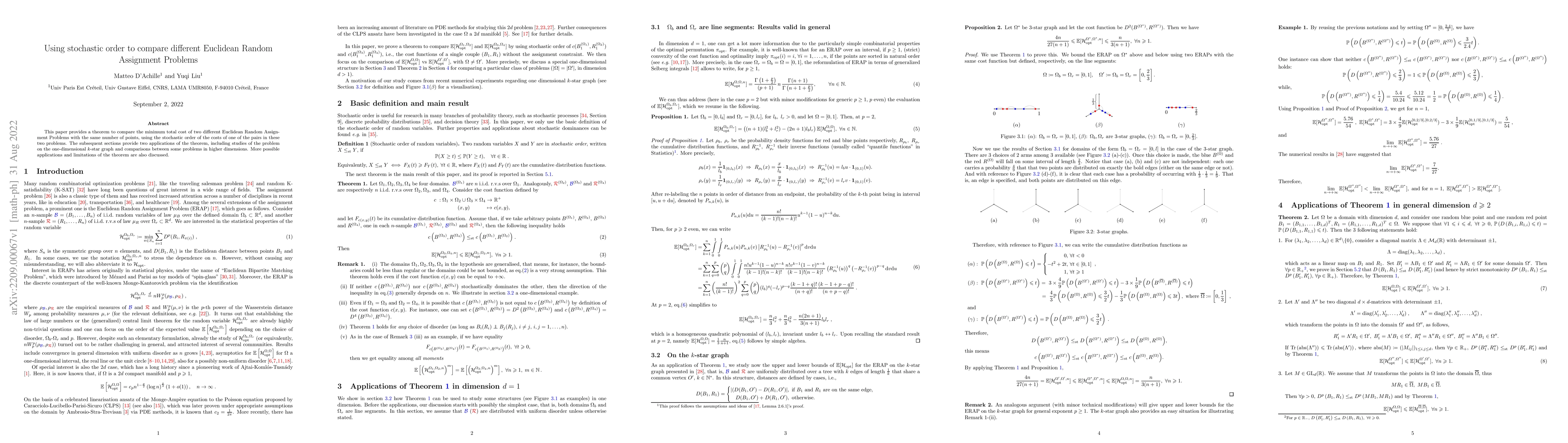 Thumbnail for Using stochastic order to compare different Euclidean Random Assignment
  Problems