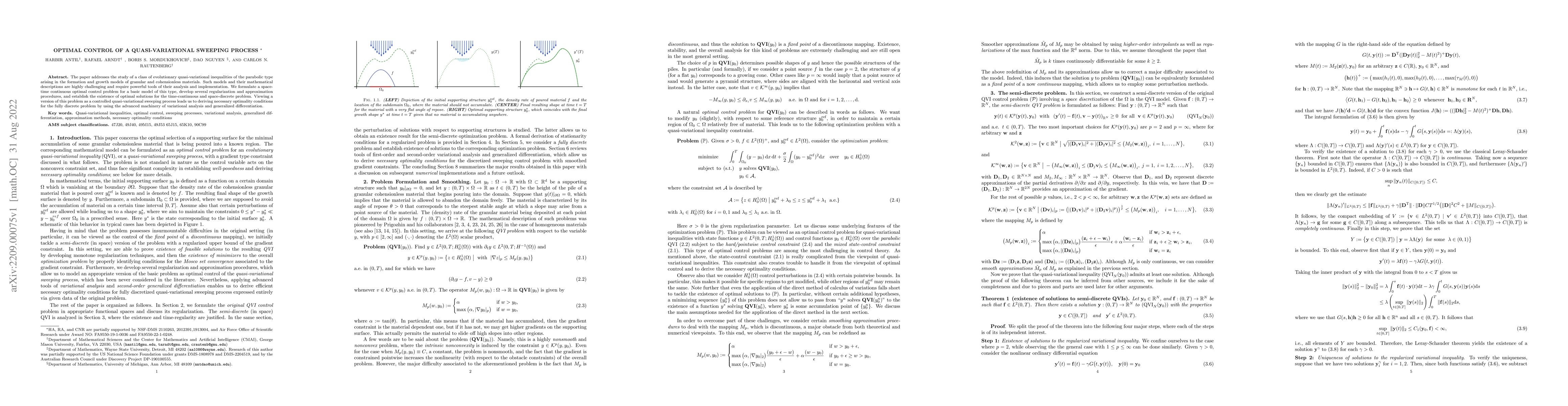 Thumbnail for Optimal Control of a Quasi-Variational Sweeping Process