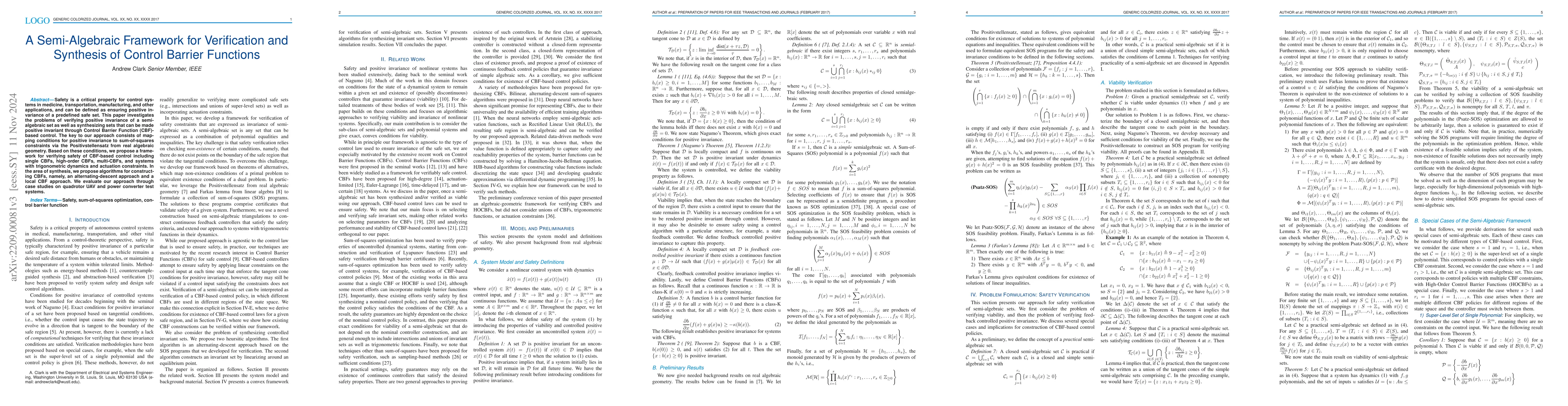 Thumbnail for A Semi-Algebraic Framework for Verification and Synthesis of Control
  Barrier Functions