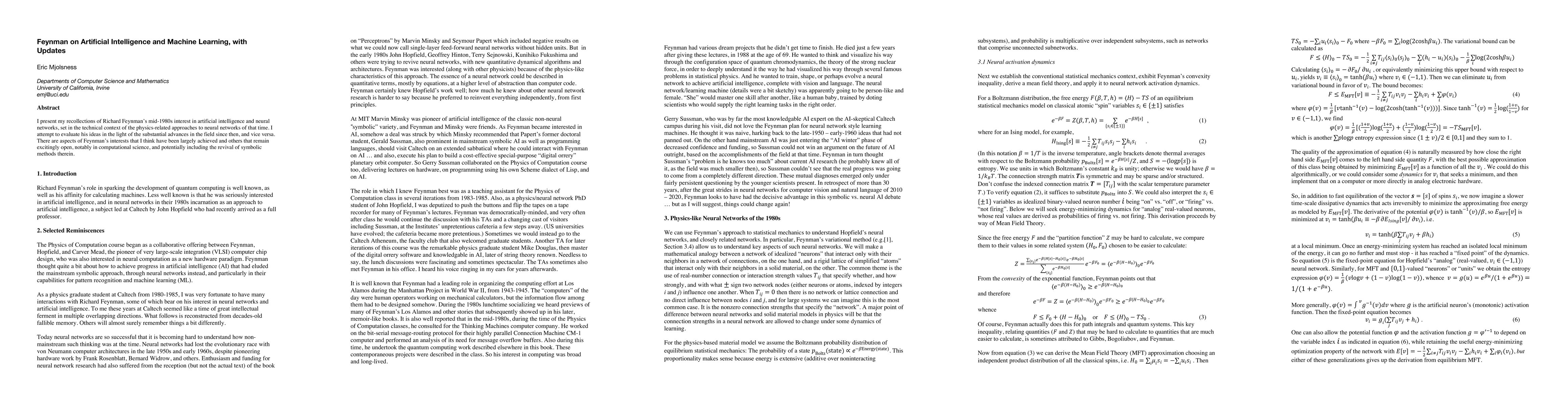 Thumbnail for Feynman on Artificial Intelligence and Machine Learning, with Updates