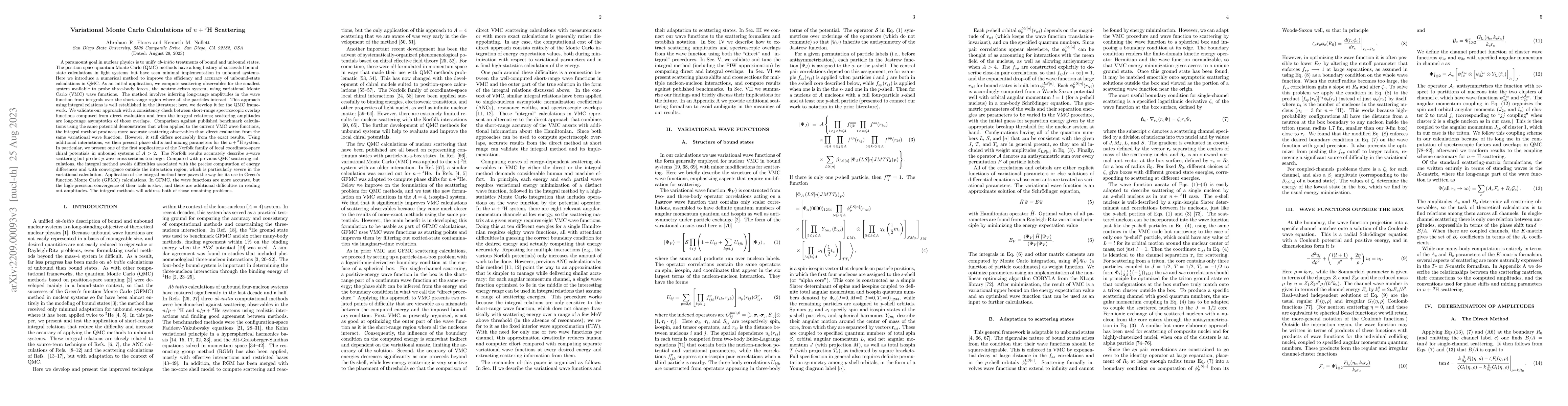Thumbnail for Variational Monte Carlo Calculations of n+3H Scattering