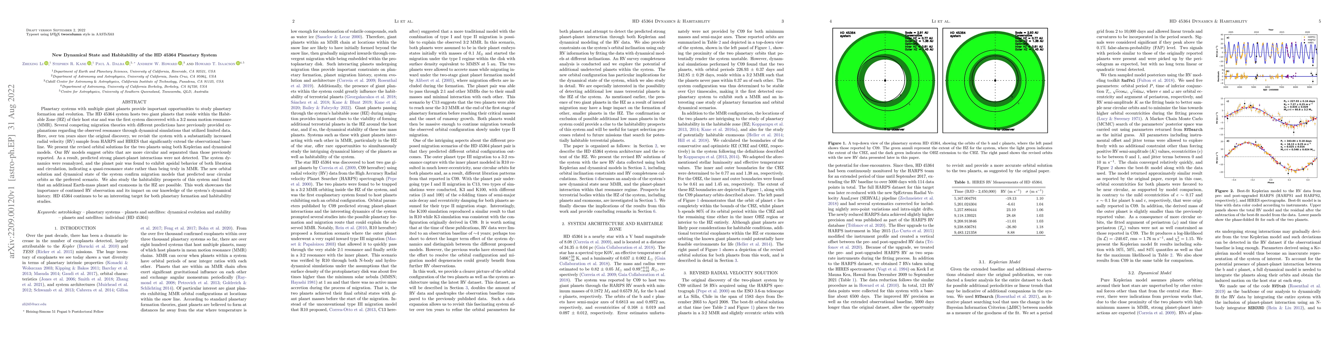Thumbnail for New Dynamical State and Habitability of the HD 45364 Planetary System
