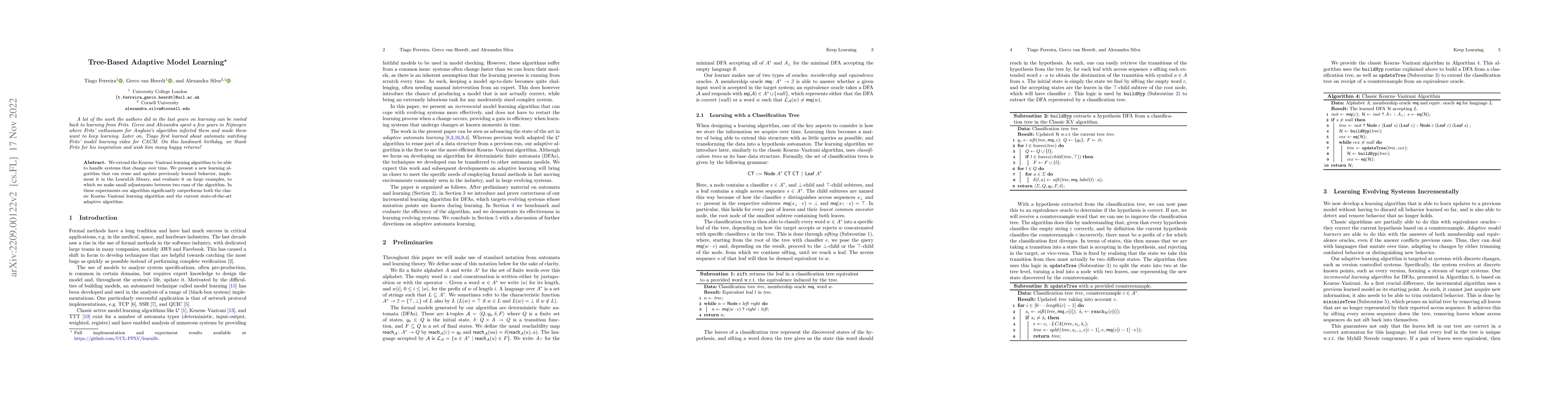 Thumbnail for Tree-Based Adaptive Model Learning
