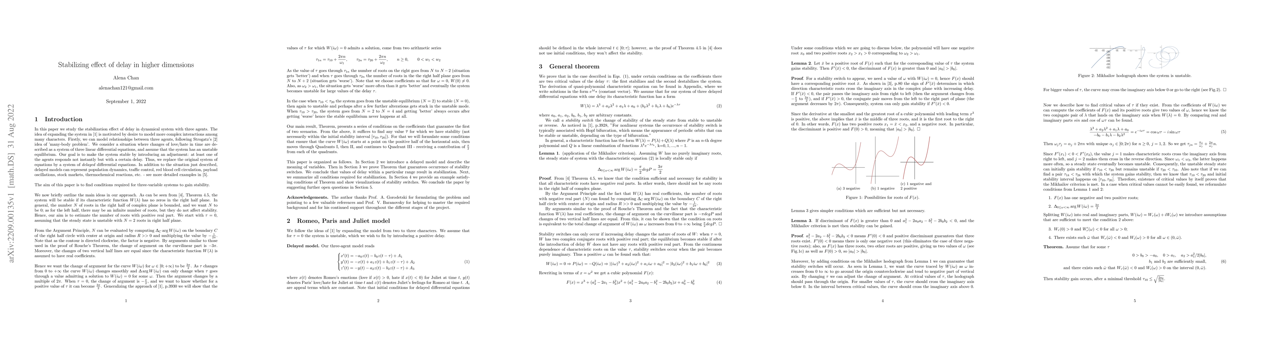 Thumbnail for Stabilizing effect of delay in higher dimensions