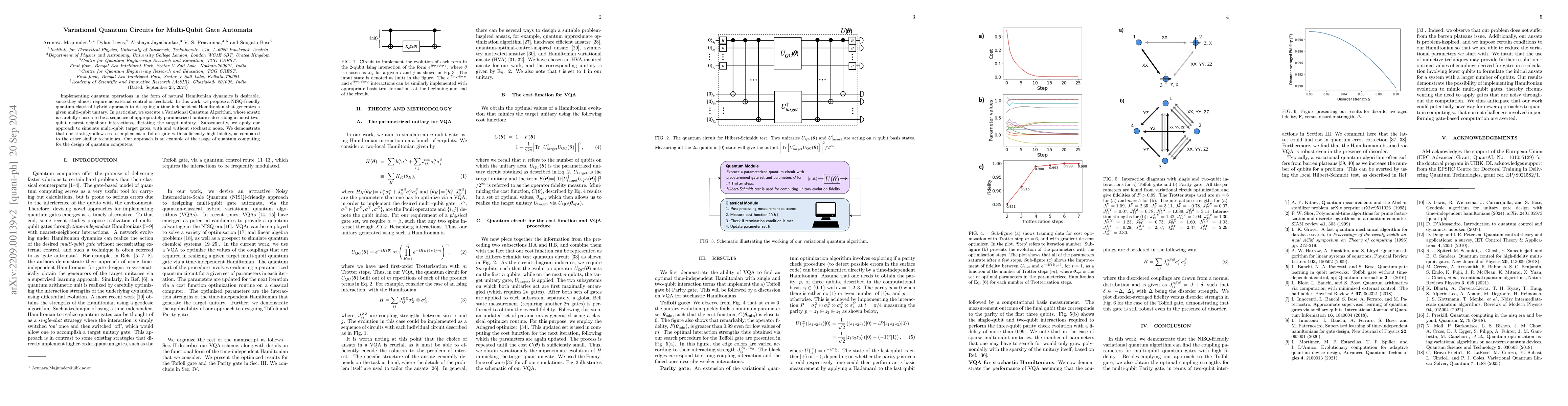 Thumbnail for Variational Quantum Circuits for Multi-Qubit Gate Automata