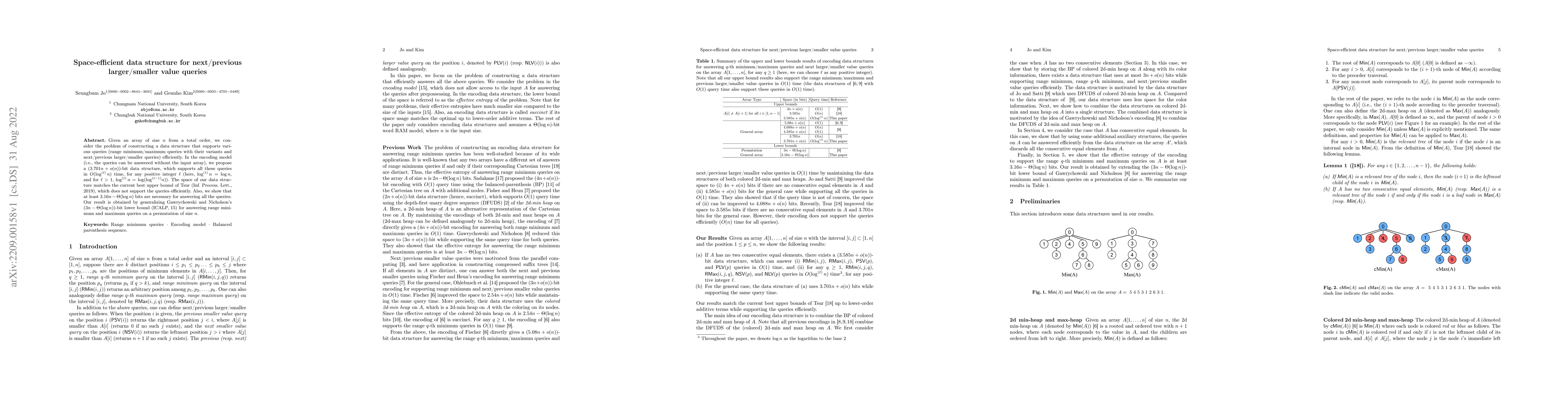 Thumbnail for Space-efficient data structure for next/previous larger/smaller value
  queries