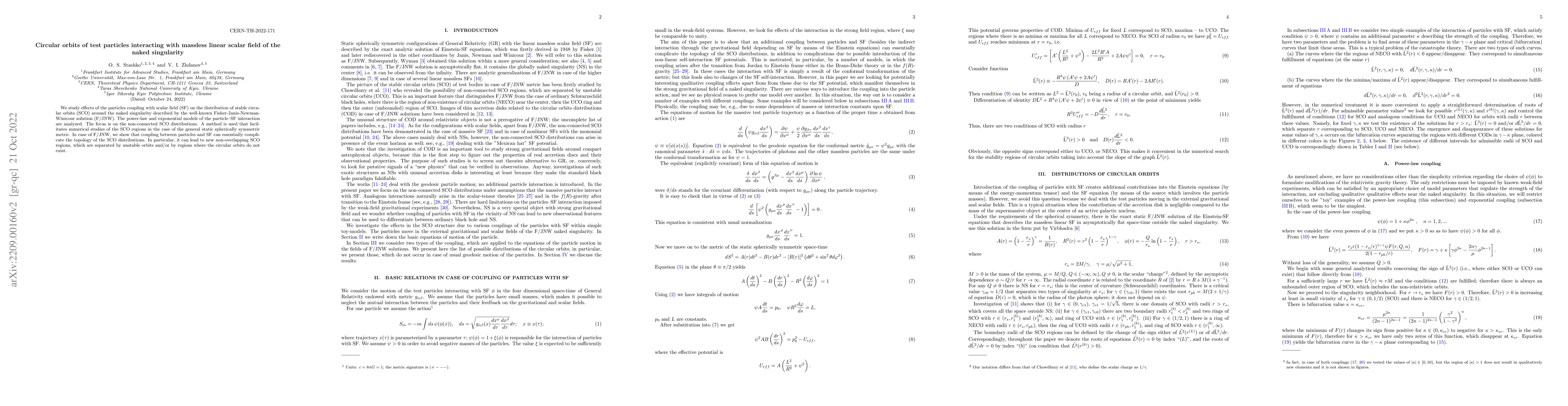 Thumbnail for Circular orbits of test particles interacting with massless linear
  scalar field of the naked singularity