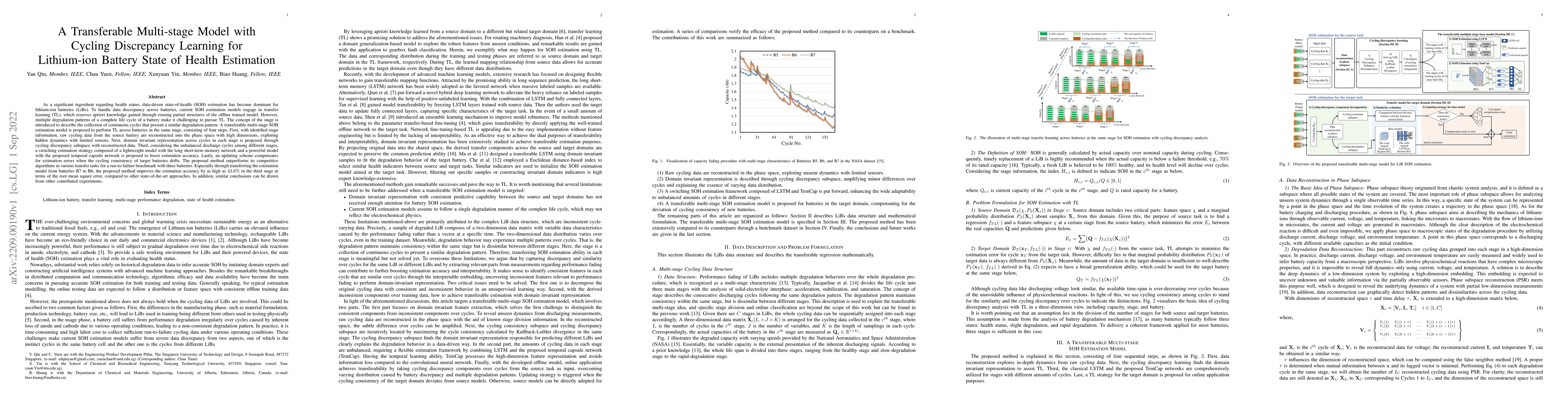 Thumbnail for A Transferable Multi-stage Model with Cycling Discrepancy Learning for
  Lithium-ion Battery State of Health Estimation