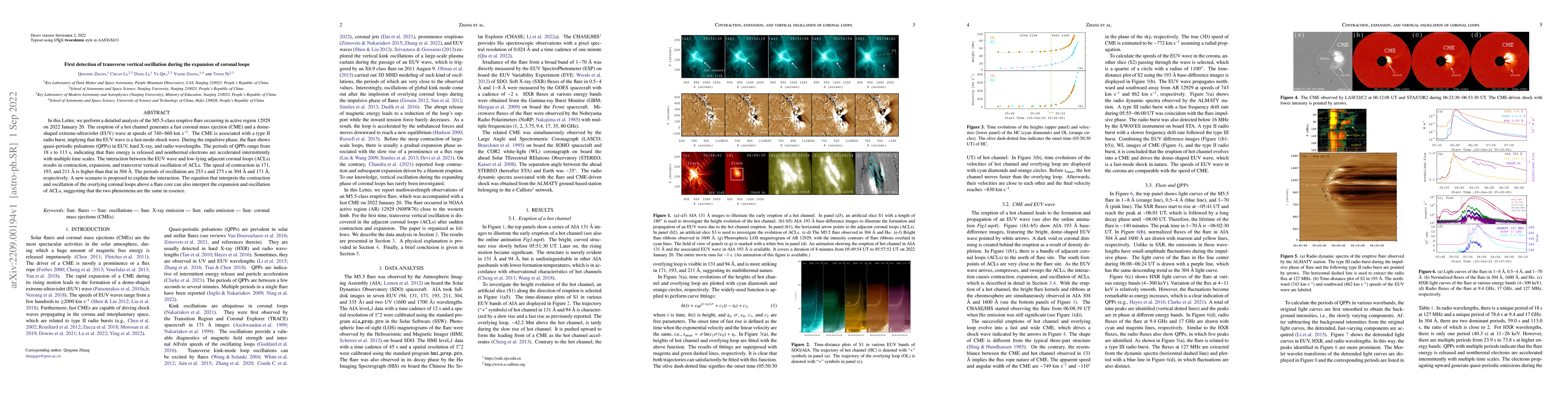 Thumbnail for First detection of transverse vertical oscillation during the expansion
  of coronal loops