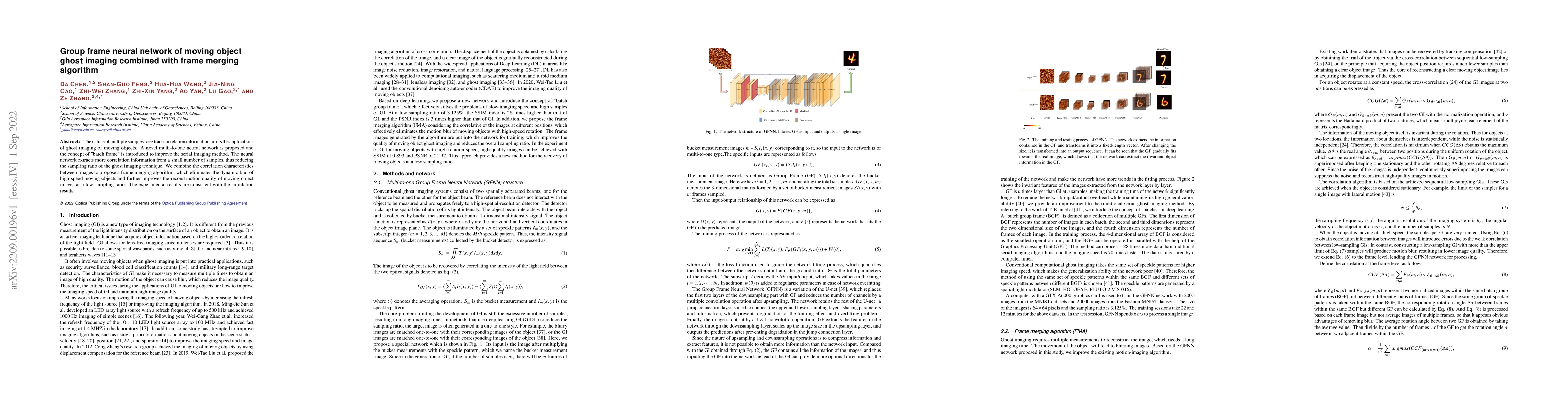 Thumbnail for Group frame neural network of moving object ghost imaging combined with
  frame merging algorithm