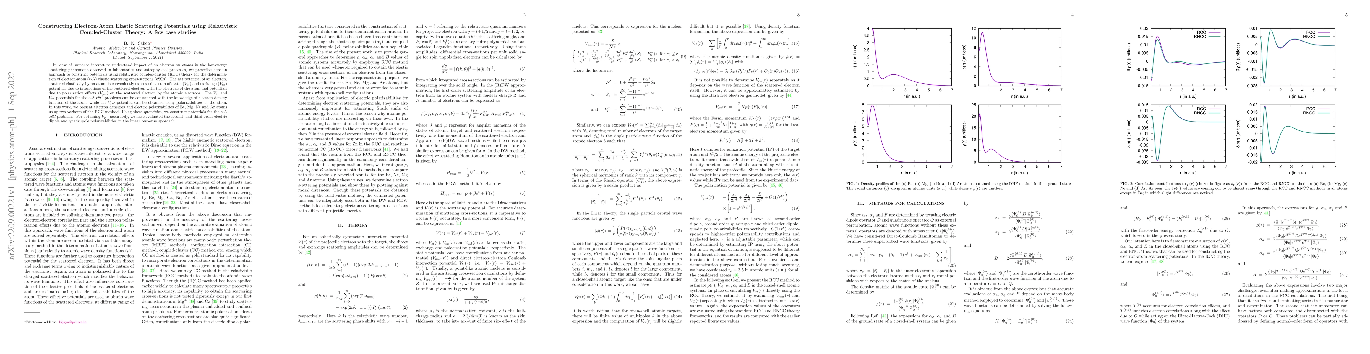 Thumbnail for Constructing Electron-Atom Elastic Scattering Potentials using
  Relativistic Coupled-Cluster Theory: A few case studies