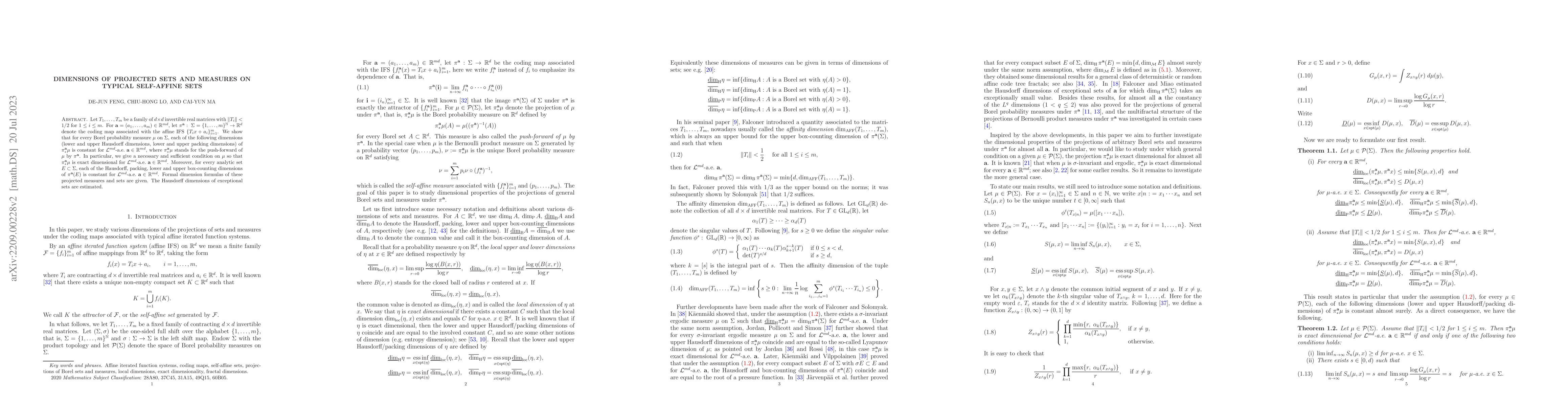 Thumbnail for Dimensions of projected sets and measures on typical self-affine sets