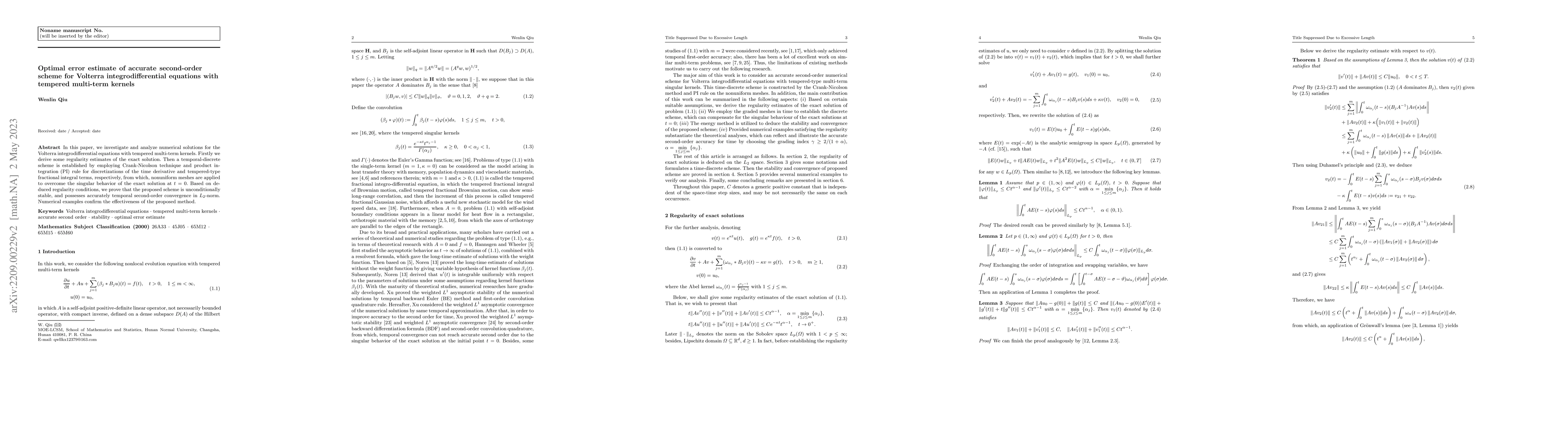 Thumbnail for Optimal error estimate of accurate second-order scheme for Volterra
  integrodifferential equations with tempered multi-term kernels