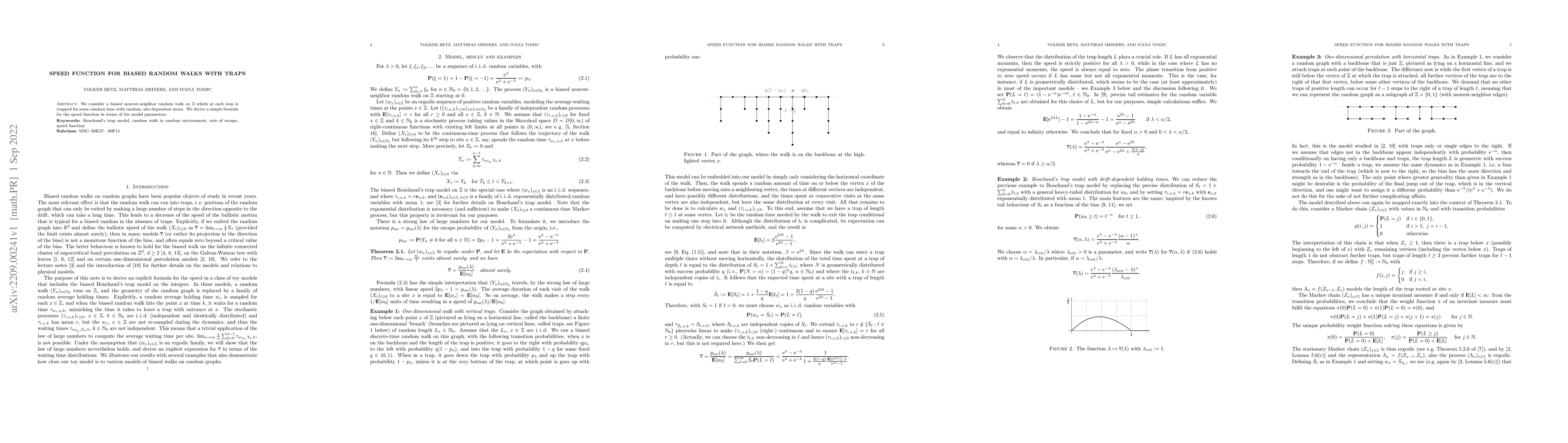 Thumbnail for Speed Function for Biased Random Walks with Traps