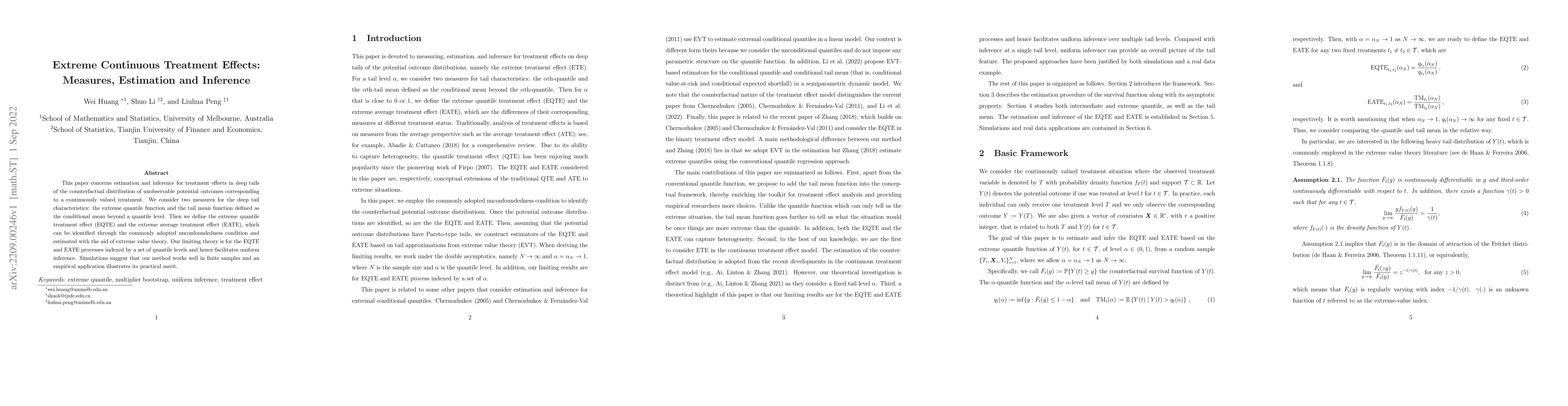 Thumbnail for Extreme Continuous Treatment Effects: Measures, Estimation and Inference