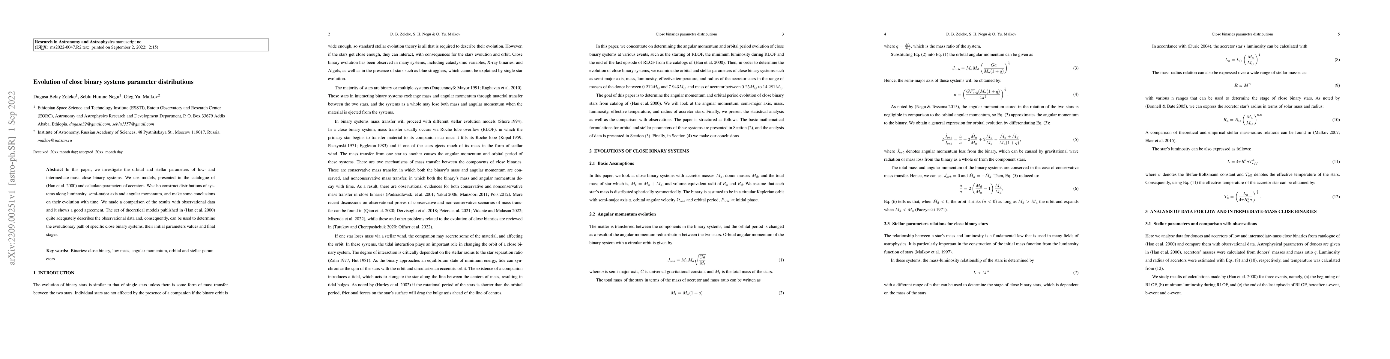 Thumbnail for Evolution of close binary systems parameter distributions
