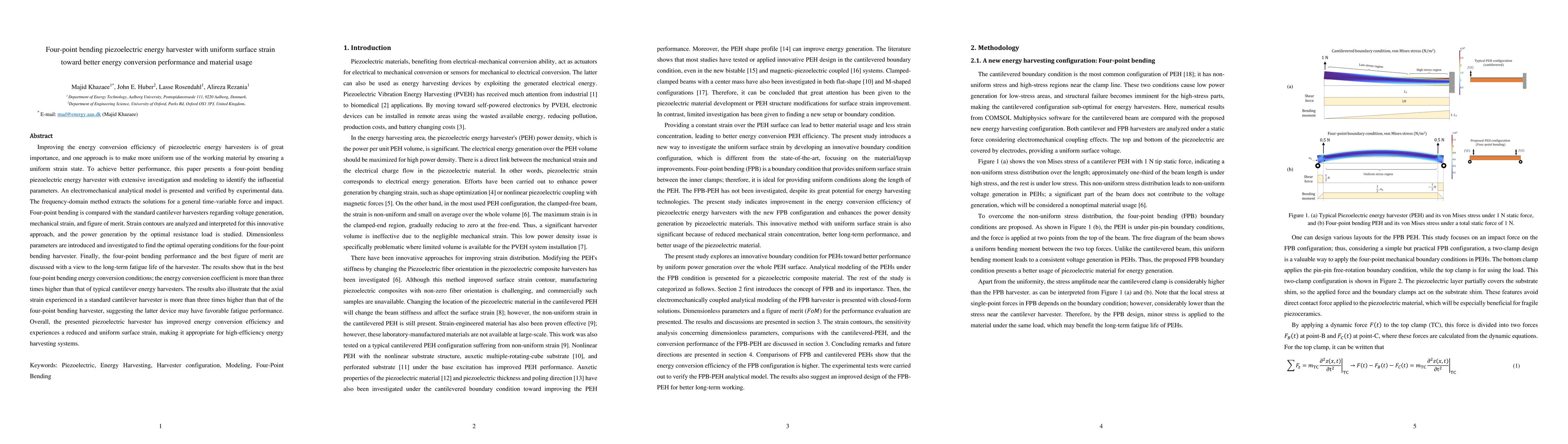 Thumbnail for Four-point bending piezoelectric energy harvester with uniform surface
  strain toward better energy conversion performance and material usage