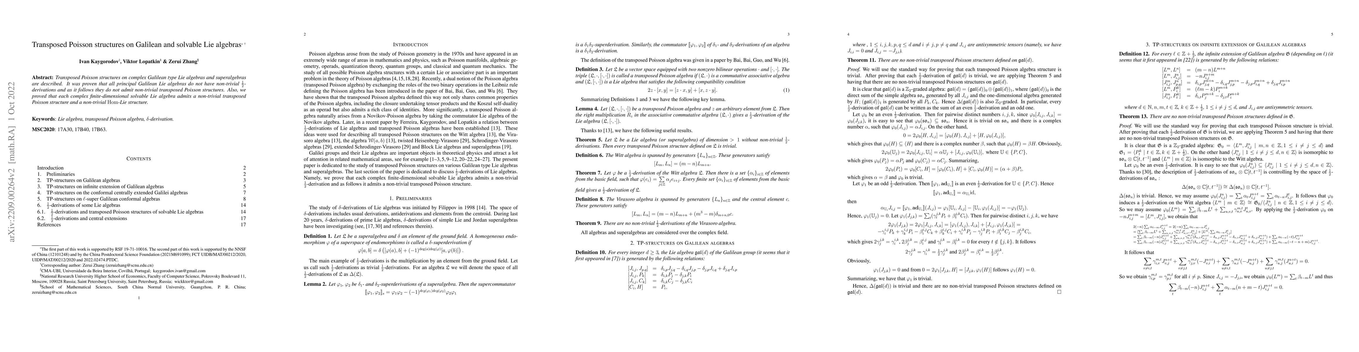 Thumbnail for Transposed Poisson structures on Galilean and solvable Lie algebras