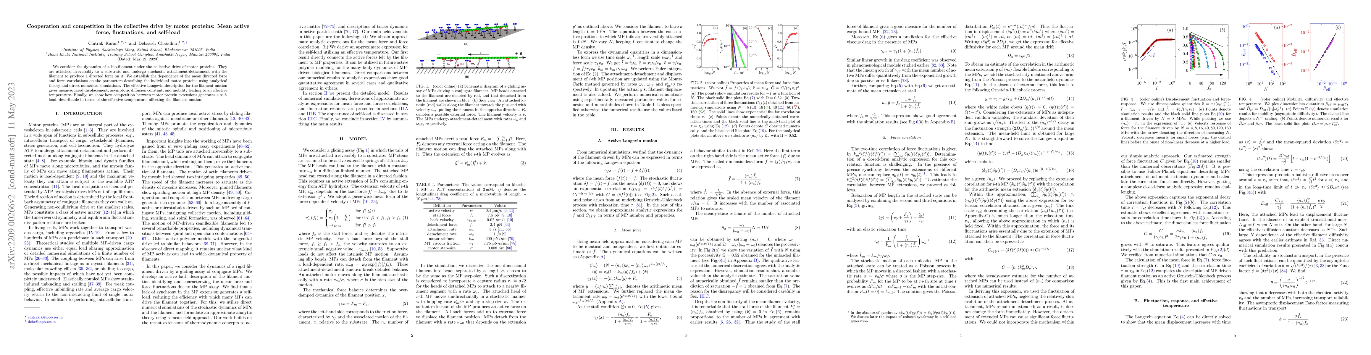 Thumbnail for Cooperation and competition in the collective drive by motor proteins:
  Mean active force, fluctuations, and self-load