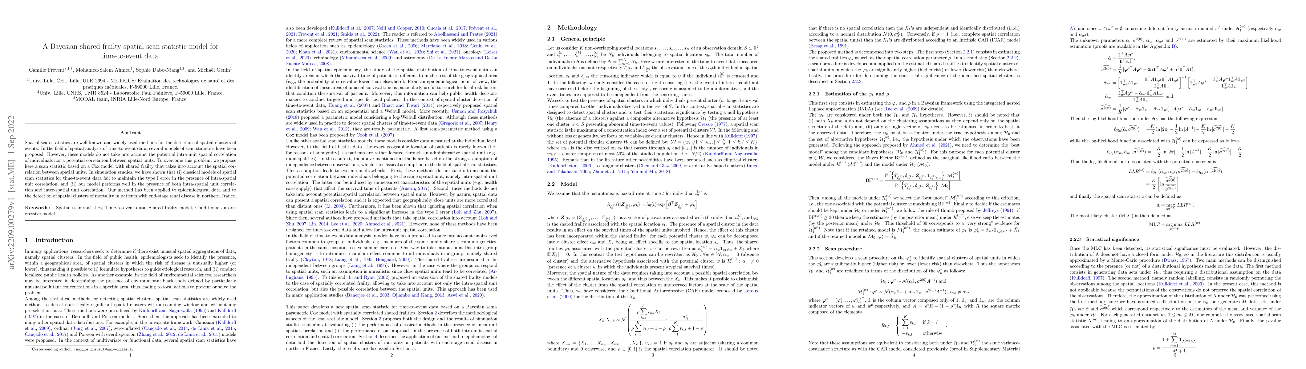 Thumbnail for A Bayesian shared-frailty spatial scan statistic model for time-to-event
  data