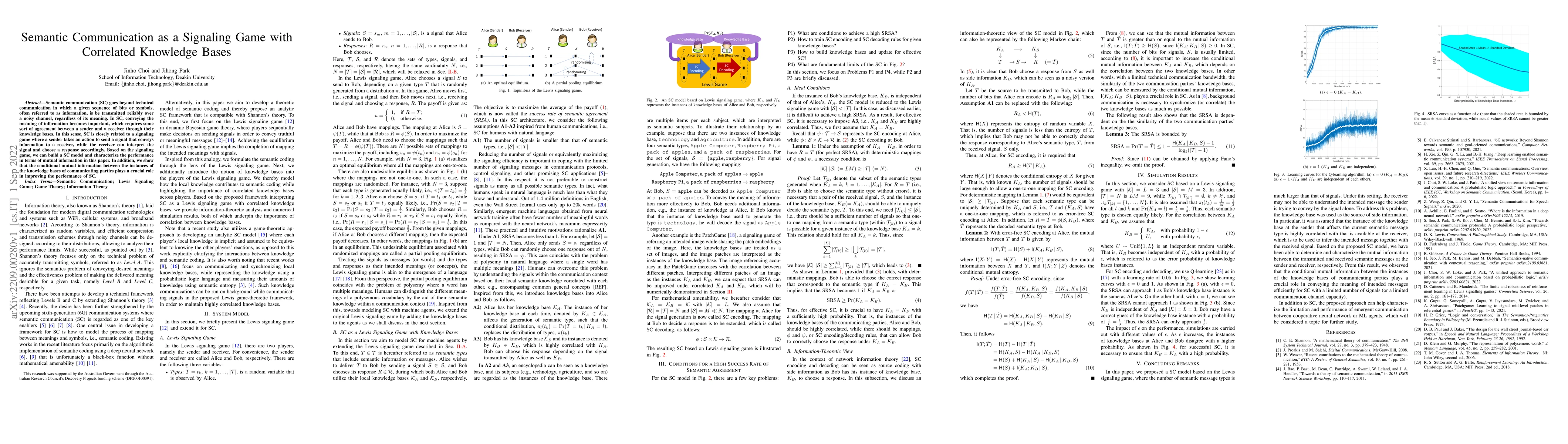 Thumbnail for Semantic Communication as a Signaling Game with Correlated Knowledge
  Bases