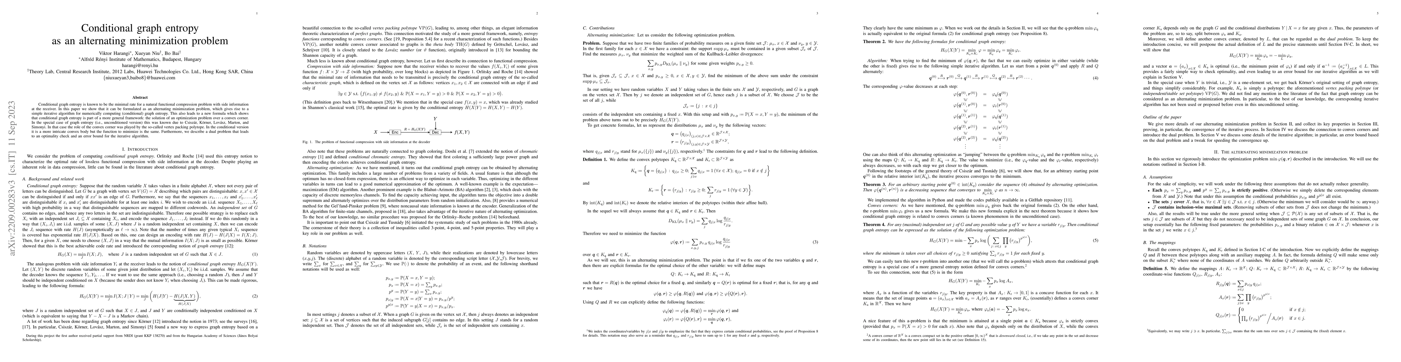 Thumbnail for Conditional graph entropy as an alternating minimization problem